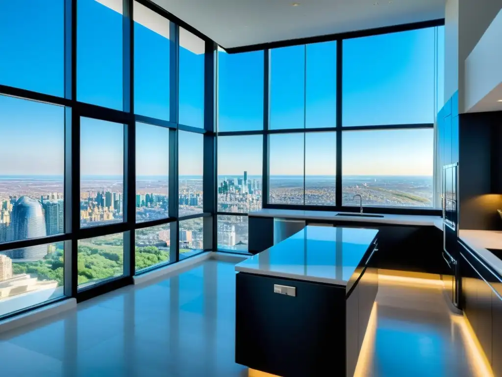 Penthouse de lujo con vista panorámica y diseño moderno Preparación para auditorías fiscales inmobiliarias en lujoso penthouse con vista a la ciudad y diseño contemporáneo de alta gama