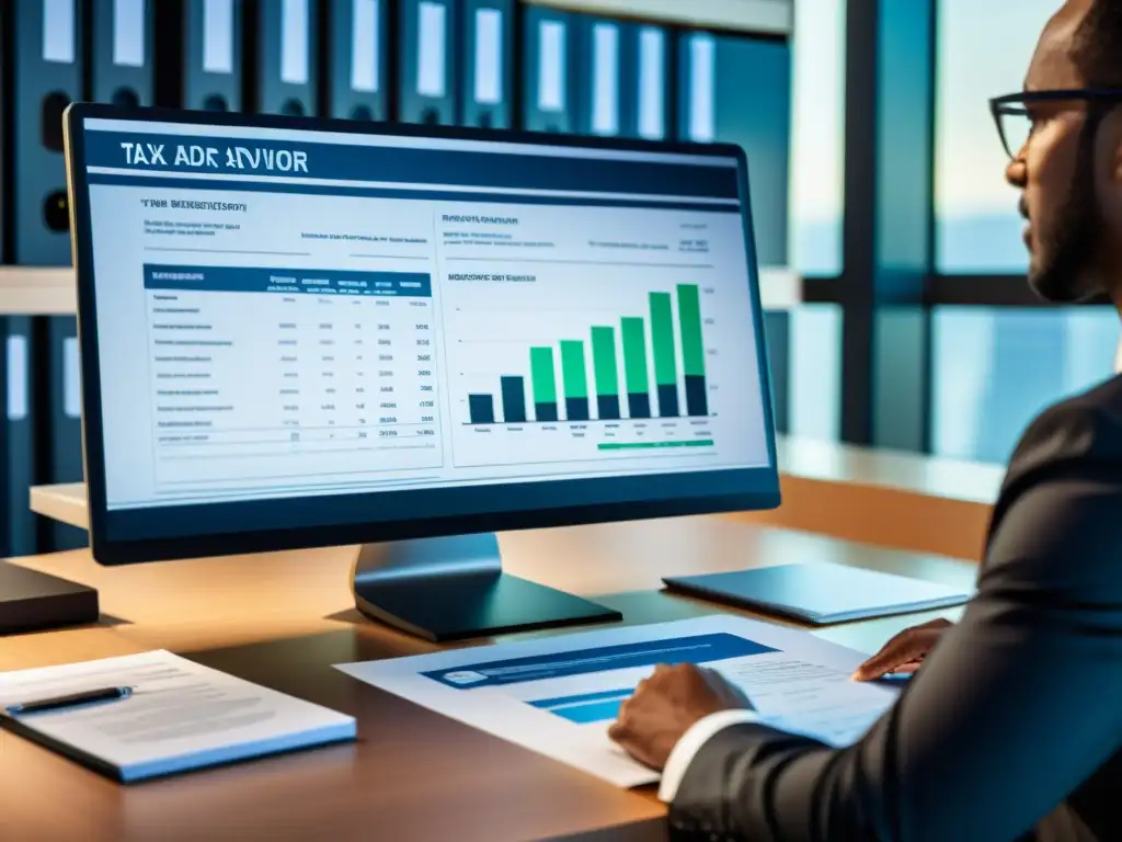 Asesor fiscal moderno en consulta profesional Una consulta de impuestos en una oficina moderna