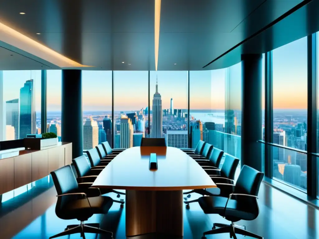 Sala de juntas moderna con consultores fiscales Consultoría fiscal para planificación sucesoria en una moderna sala de juntas con vista panorámica a la ciudad, profesionales en reunión