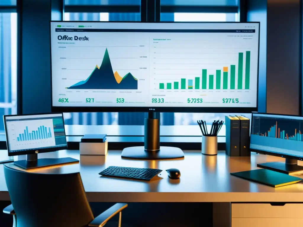 Oficina moderna: Escena profesional y sofisticada Derecho tributario para fusiones y adquisiciones en un entorno profesional y sofisticado con documentos financieros y una discusión de fondo