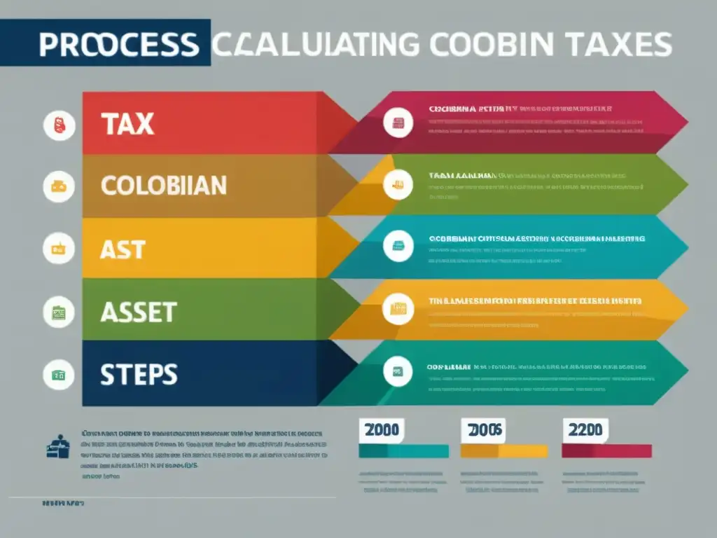 Proceso detallado de cálculo de impuestos diferidos en empresas colombianas Infografía detallada sobre cálculo de impuestos diferidos en corporaciones colombianas con diseño moderno y colores vibrantes