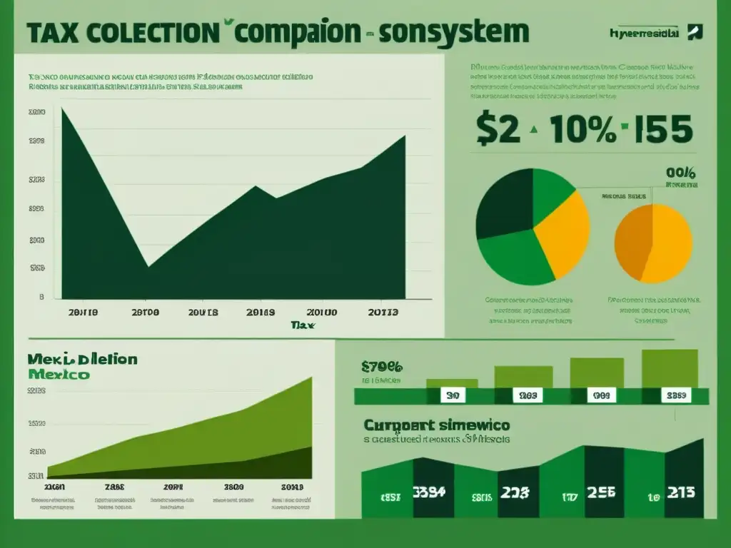Mejoras fiscales en México: Infografía impactante Infografía detallada mostrando comparativa del sistema de recaudación de impuestos en México y recomendaciones para mejorar eficiencia recaudatoria