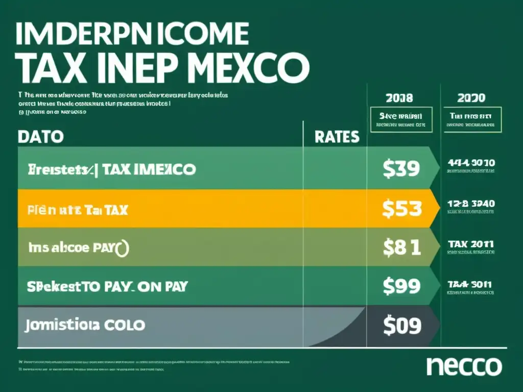 Impuesto Sobre la Renta en México: Gráficos detallados de tasas impositivas Infografía detallada sobre Impuesto Sobre la Renta en México con gráficos e información clara y profesional