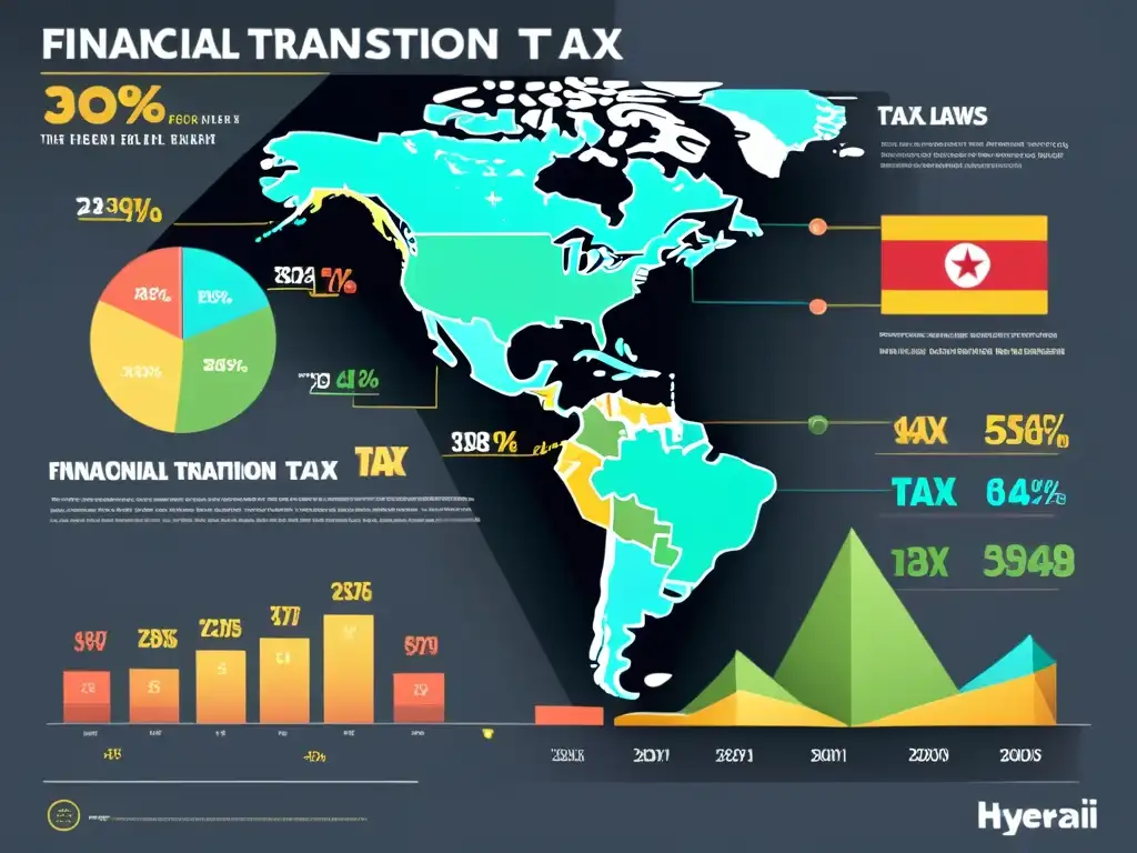Impuestos financieros: comparativa internacional Comparación detallada Ley Impuesto Transacciones Financieras en diferentes países, con gráficos coloridos y profesionales