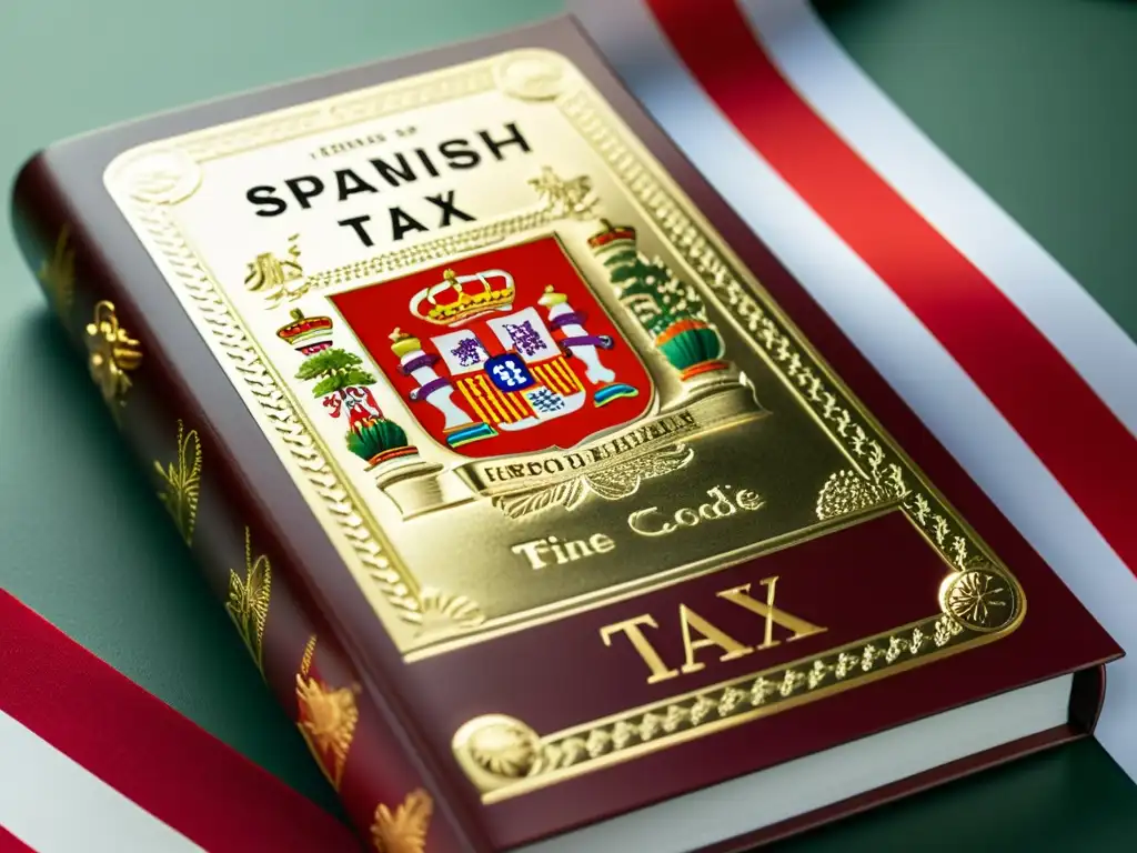 Detalle de lujo: Código Tributario Español Detalle de la portada del Código Tributario de España, con elegante diseño y la bandera española integrada sutilmente