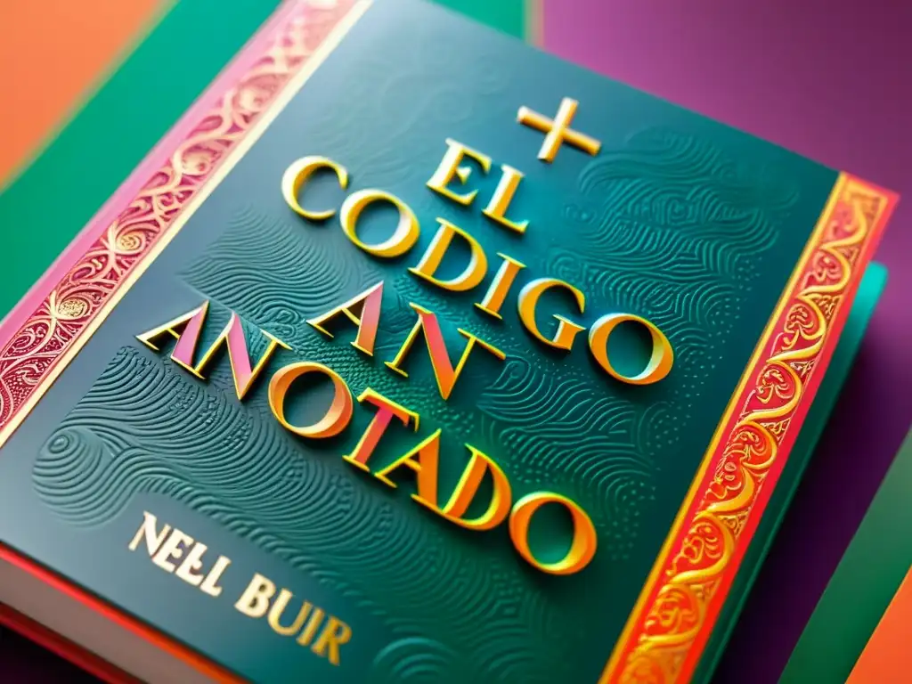 Detalle excepcional del libro 'El Código Tributario Anotado' Detalle de la portada del libro 'El Código Tributario Anotado', resaltando su diseño sofisticado y profesional