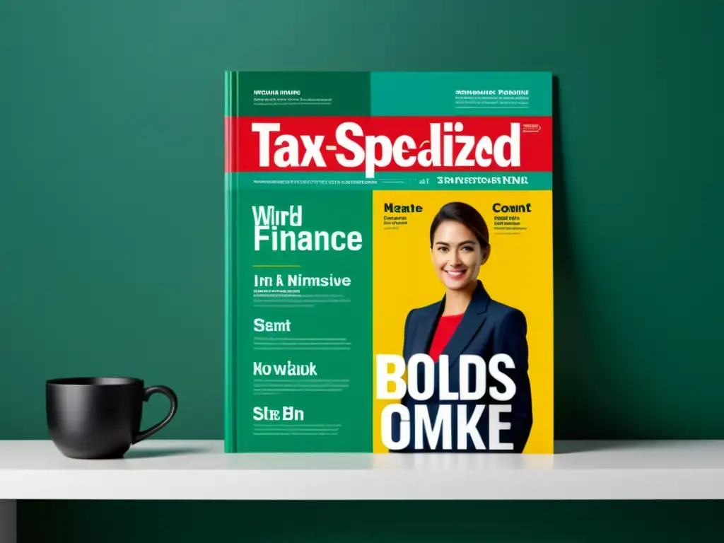 Revista de Finanzas: Variedad Profesional Una elegante y moderna exhibición de revistas especializadas en actualización fiscal 2023, con diseños vibrantes y variados