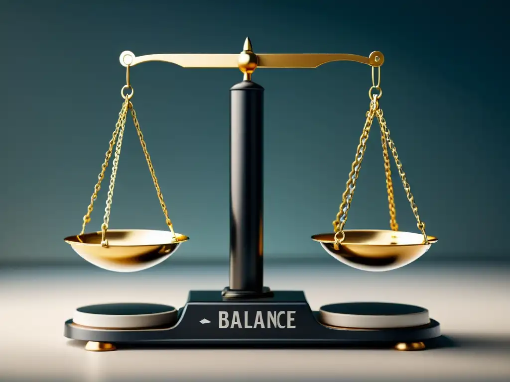 Equilibrio financiero: Detalle de balanza moderna Un equilibrio detallado de principio de control fiscal protección, simbolizando la necesidad de equilibrio en asuntos financieros