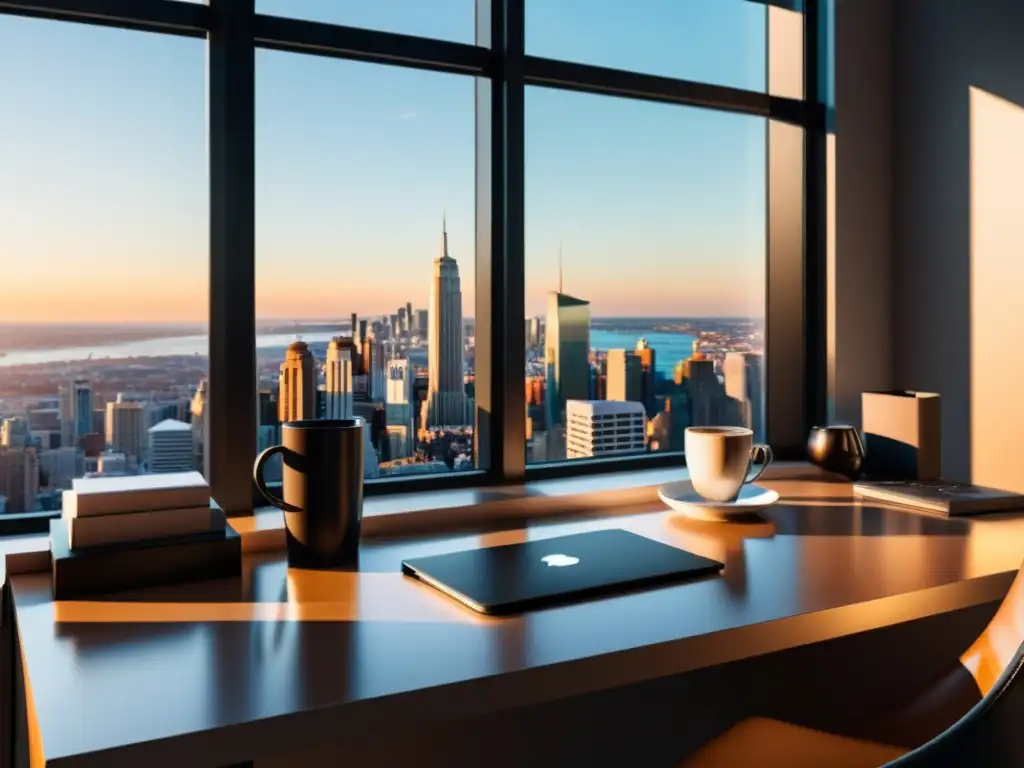 Oficina moderna con vista panorámica para trabajar Espacio de trabajo moderno con vista a la ciudad