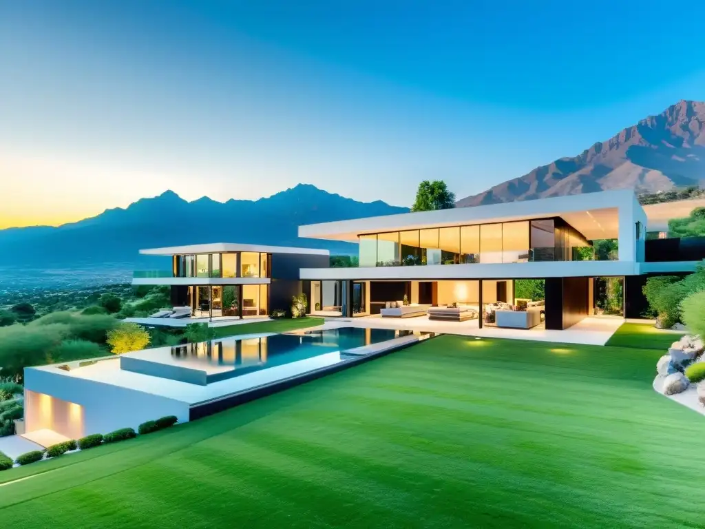 Residencia de lujo con diseño moderno y vistas impresionantes Espectacular mansión moderna con jardín extenso y fachada minimalista