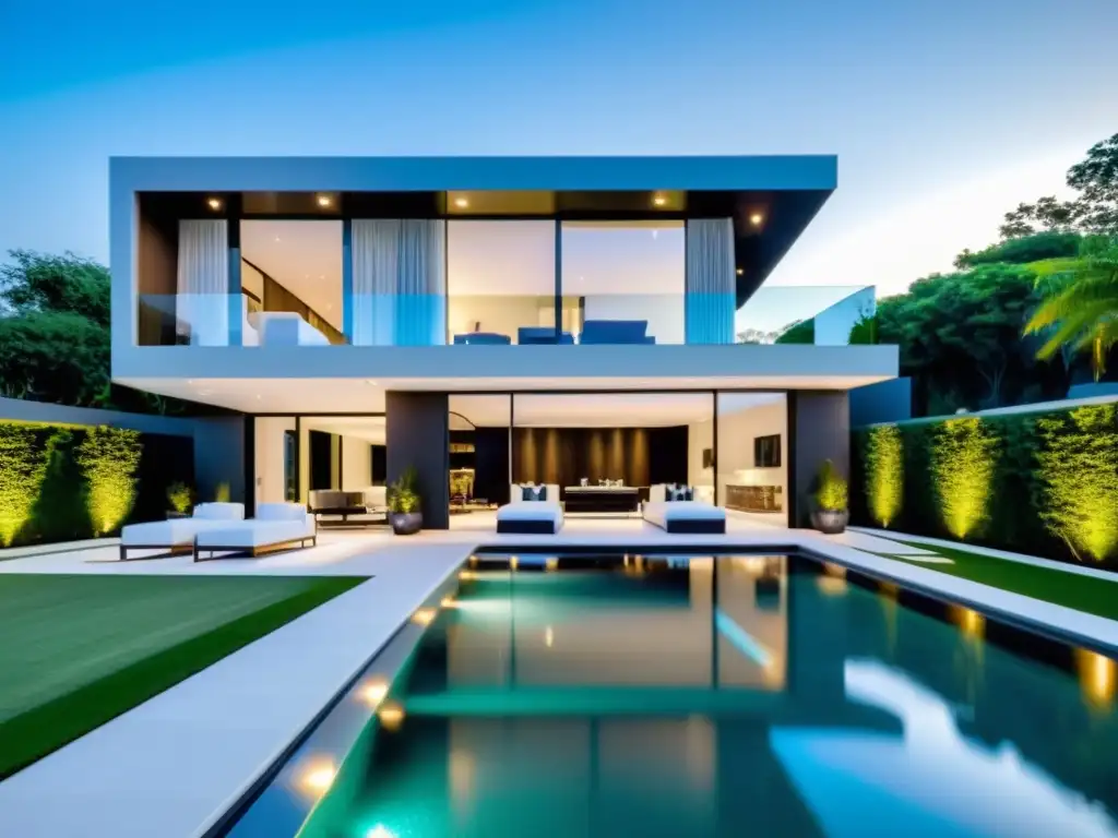 Mansión de lujo con diseño arquitectónico moderno Espléndida mansión moderna con diseño arquitectónico elegante y ventanales de piso a techo