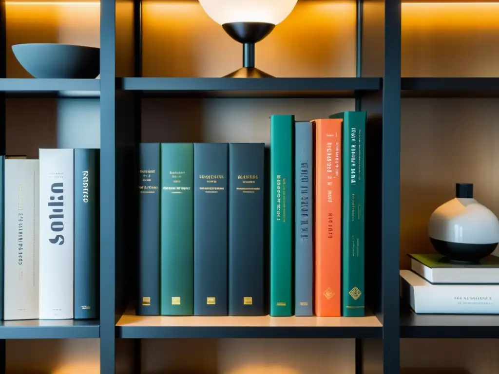 Estantería minimalista con libros de derecho fiscal español Estantería moderna y minimalista con libros de derecho fiscal en español
