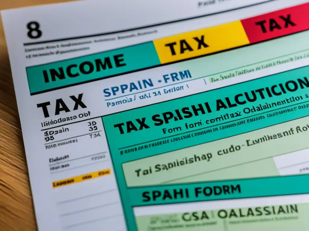 Formulario fiscal español: detallado y vibrante en 8k Formulario fiscal detallado en España: Obligaciones fiscales, derechos y deberes en España