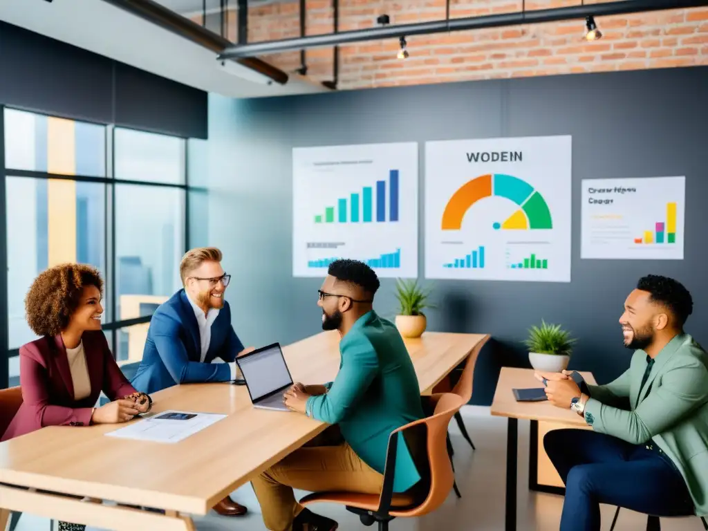 Emprendedores innovadores colaboran en espacio de coworking Grupo diverso de emprendedores colaborando en un coworking moderno y luminoso en una zona económicamente empoderada