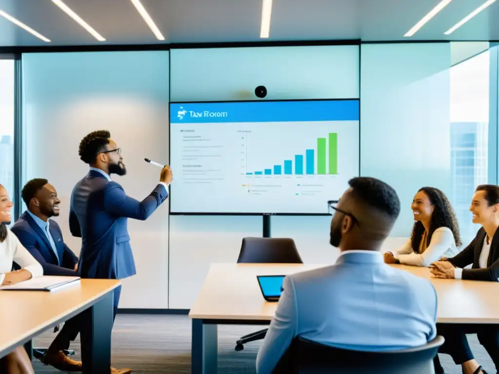 Emprendedores atentos aprendiendo impuestos en aula moderna Grupo de emprendedores escuchando atentamente a un instructor dinámico en un aula moderna, mientras reciben cursos de fiscalidad para emprendedores