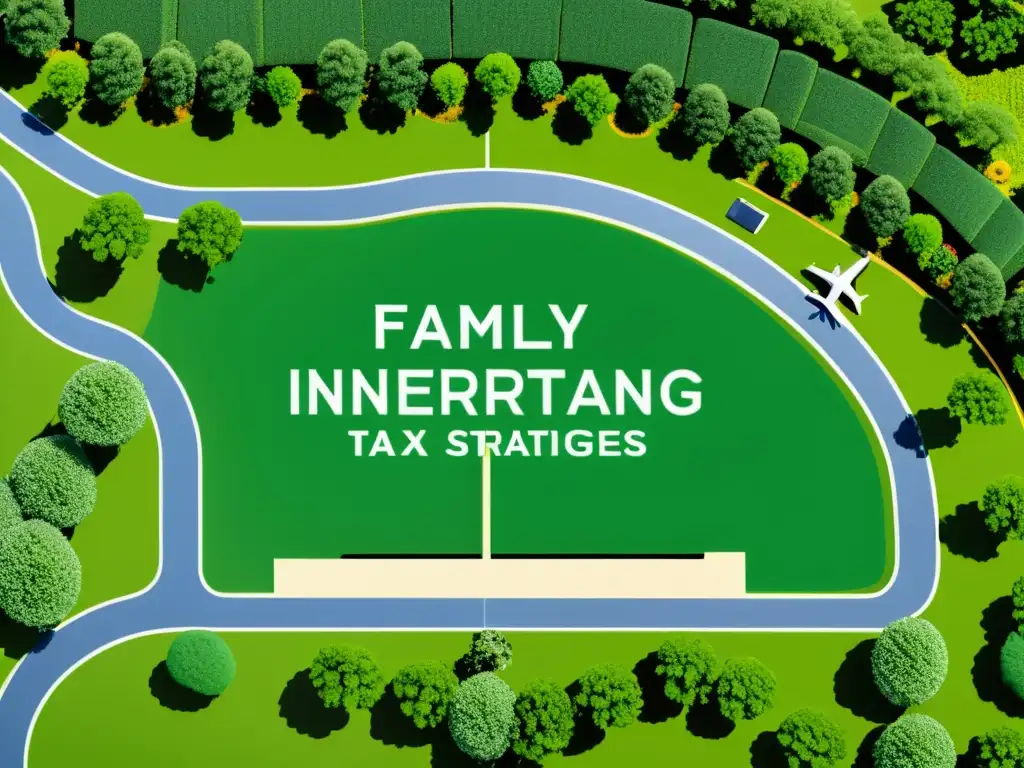 Planificación fiscal internacional: legado y riqueza Imagen de una finca familiar con planes de impuestos complejos, rodeada de exuberante vegetación