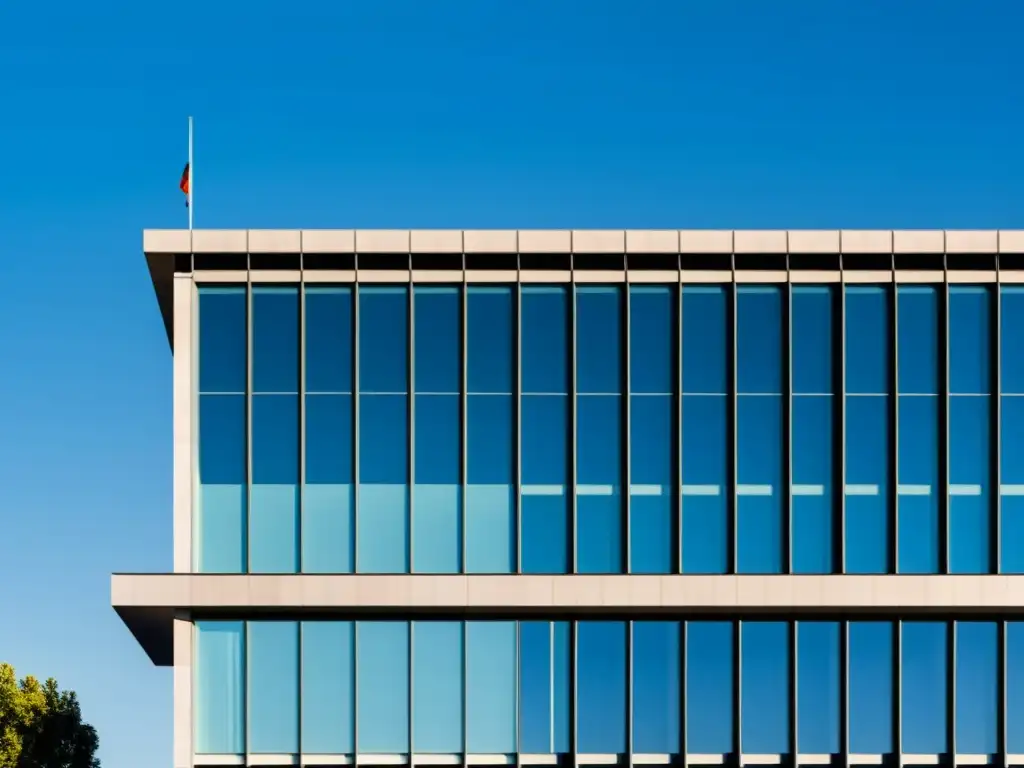 Edificio moderno de la Agencia Tributaria en Madrid Imagen de la moderna sede de la Agencia Tributaria en Madrid, con profesionales debatiendo