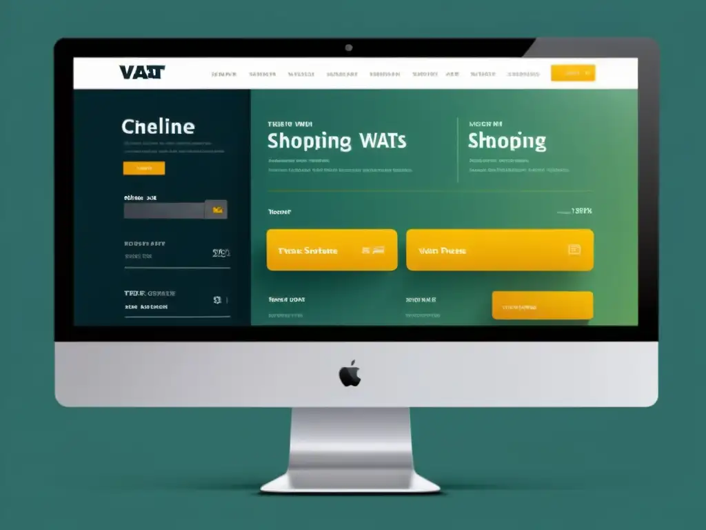 Interfaz de compra online moderna con enfoque en impuestos Interfaz de compra online moderna y profesional con enfoque en la fiscalidad del IVA en ecommerce, destacando la simplicidad y la claridad