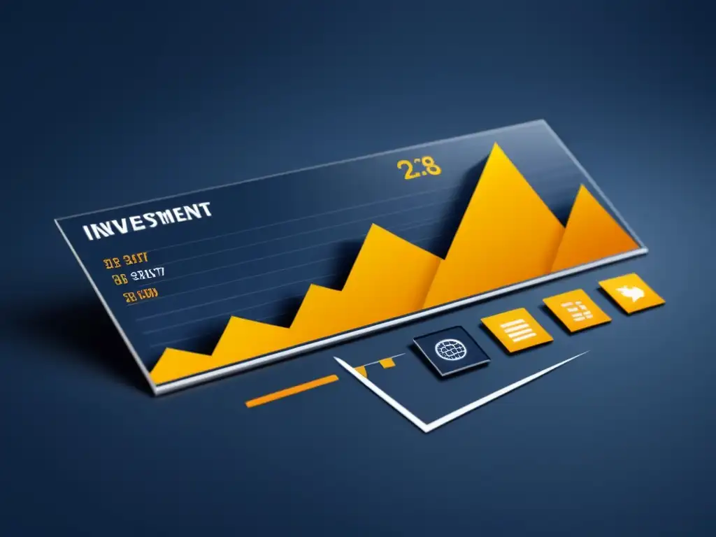 Inversión inmobiliaria: gráficos financieros modernos Interfaz digital con gráficos financieros y propiedades de inversión