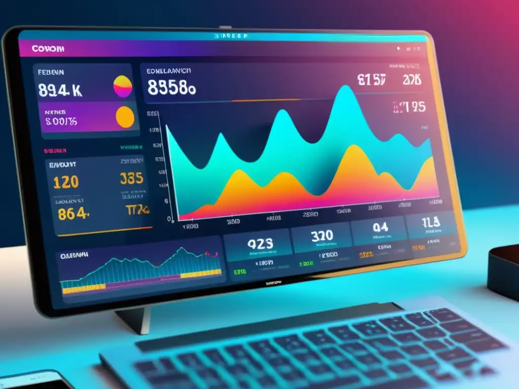 Interfaz digital 8k de datos financieros y análisis de ecommerce Interfaz digital ultradetallada 8k muestra datos financieros y análisis de comercio electrónico