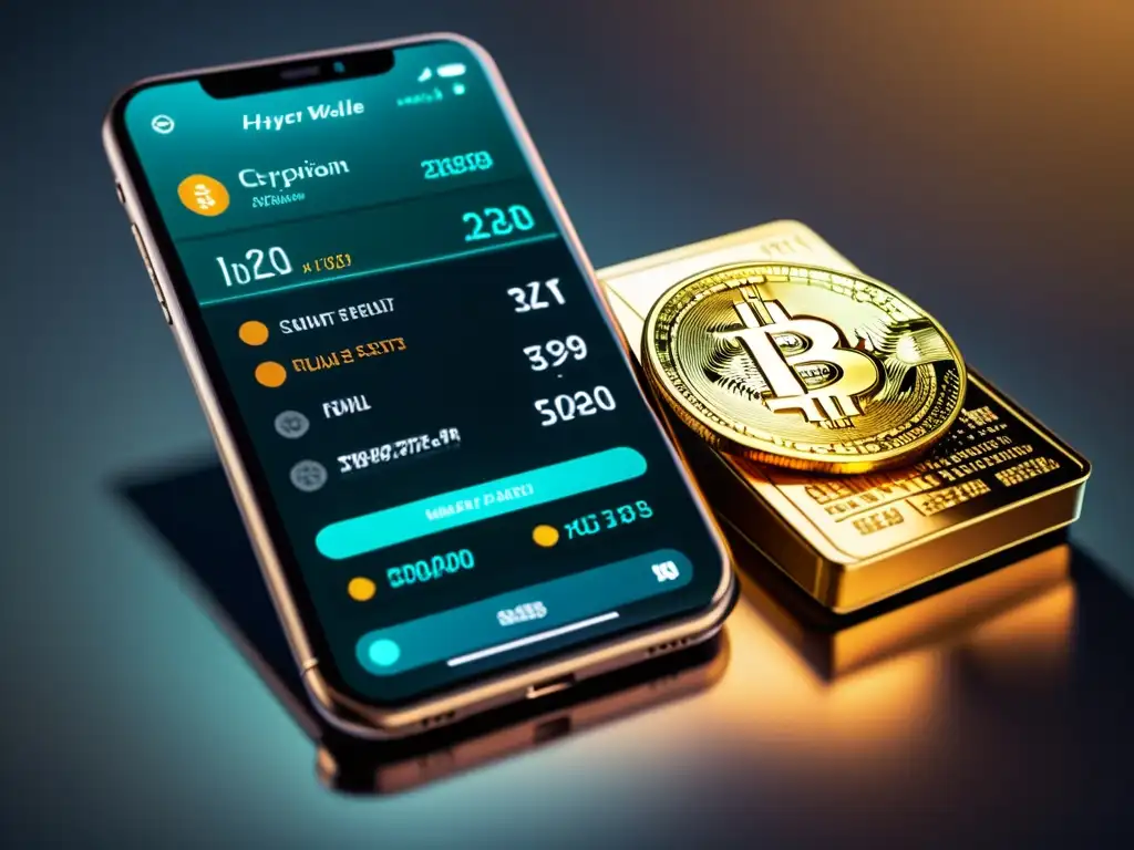 Interfaz futurista de billetera digital con criptomonedas Interfaz futurista de billetera digital con activos de criptomonedas detallados