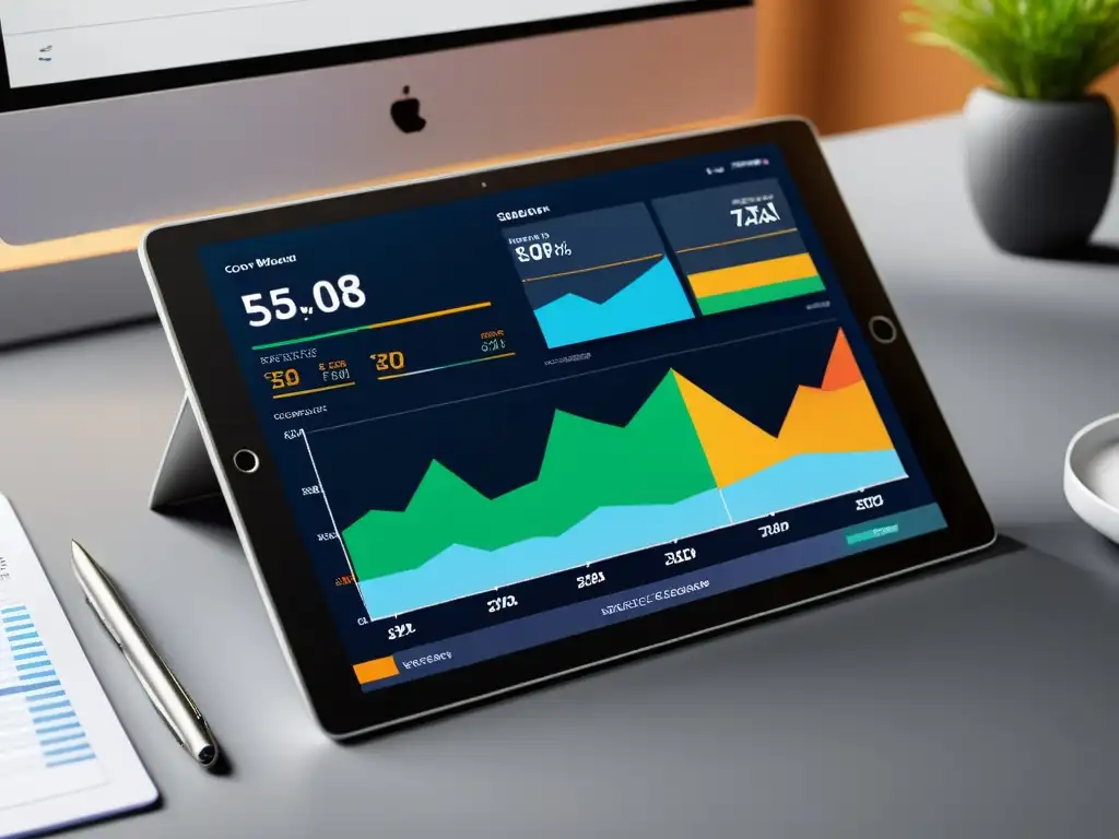Software de optimización financiera: gráficos y herramientas profesionales Interfaz moderna de software para optimización fiscal, con gráficos de alta resolución y herramientas de planificación financiera