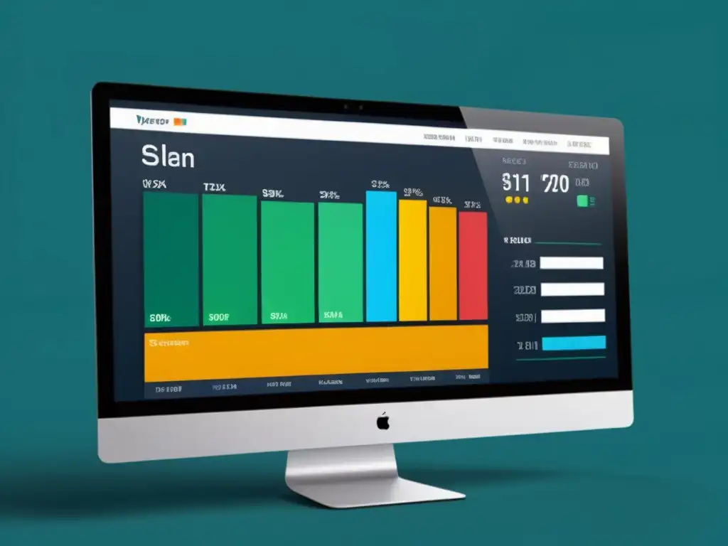 Interfaz moderna y eficiente para gestión de impuestos Interfaz de software moderna y elegante con gráficos coloridos mostrando datos fiscales