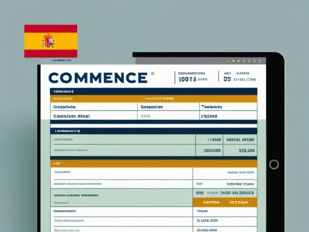 Optimización fiscal para ecommerce en España: formulario de impuestos Interfaz de tienda online con formulario fiscal español, resaltando estrategias de optimización fiscal para ecommerce en España