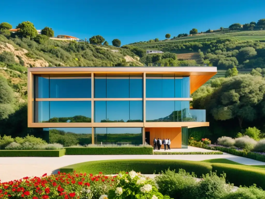 Abogados modernos en el campo español Moderno bufete de abogados en el campo español, reflejando profesionalismo y naturaleza