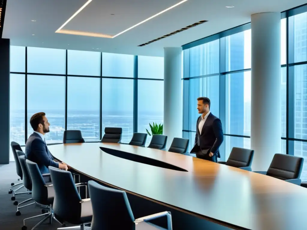 Oficina moderna: eficiencia financiera y colaboración profesional Oficina moderna con ambiente profesional y colaborativo