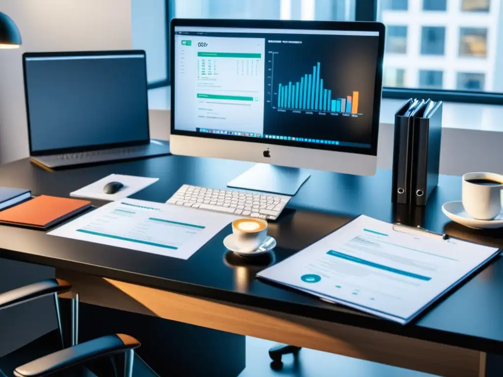 Oficina moderna: eficiencia y profesionalismo en impuestos Oficina moderna y eficiente con software de gestión tributaria para PYMES