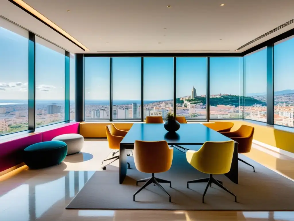 Oficina moderna en España con vistas panorámicas Oficina moderna en España con gestión patrimonios globales desde España