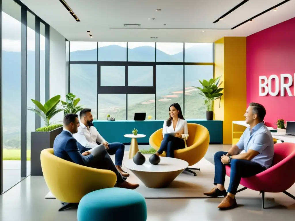 Oficina moderna en Colombia: Diversidad y colaboración Profesionales colaborando en una oficina moderna en Colombia