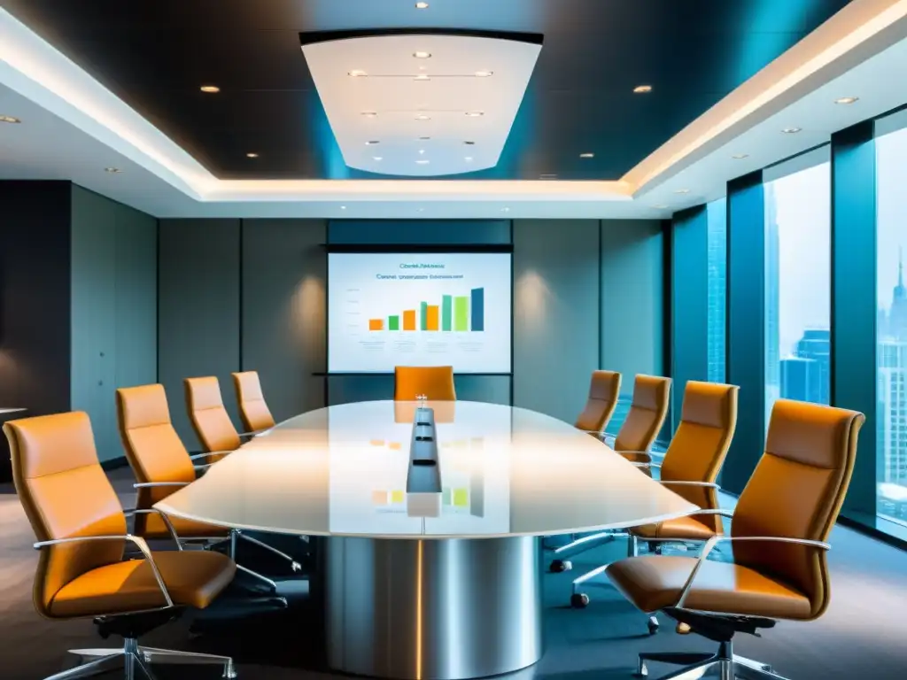Estrategias fiscales avanzadas en una sala de juntas moderna Profesionales discuten técnicas avanzadas de reducción de impuestos en una moderna sala de juntas con vista a la ciudad