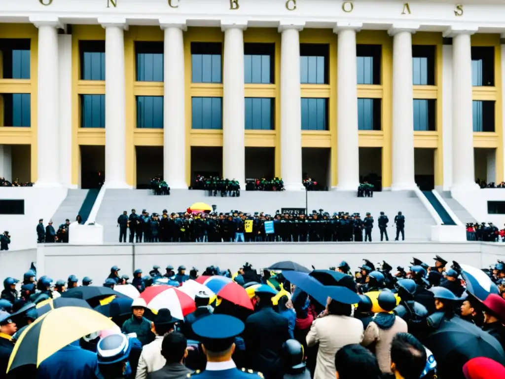 Protesta en el Congreso: Tensión y Arquitectura Protesta en el Congreso colombiano por la Reforma tributaria colombiana análisis proyecciones, con manifestantes y policías
