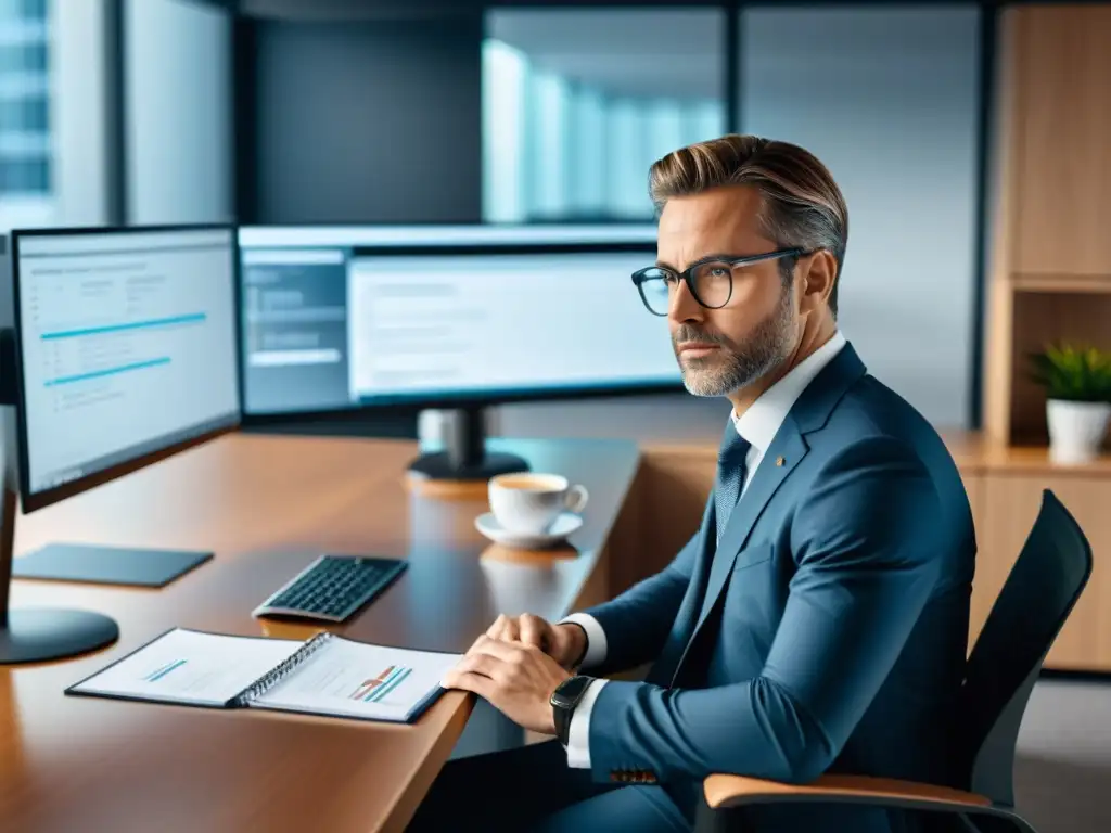 Consultor fiscal moderno en oficina profesional Proveedor de software gestión tributaria en moderna oficina con asesor fiscal profesional y ambiente profesional y moderno