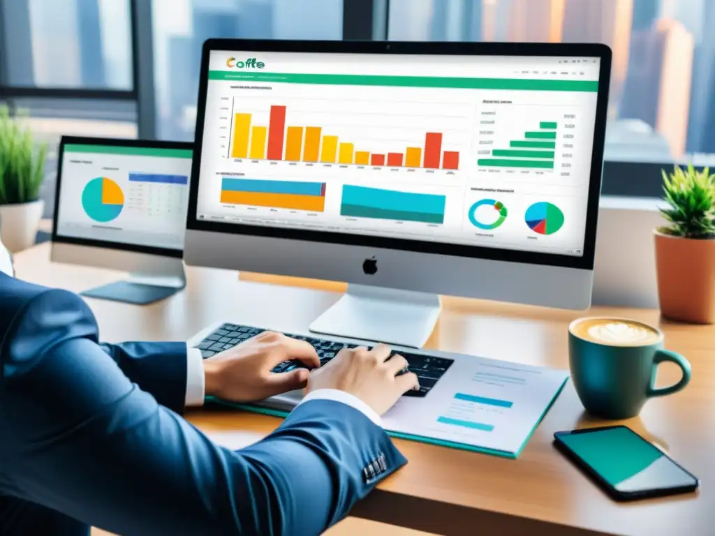 Software de Gestión Tributaria: Eficiencia Profesional en la Oficina Proveedor software gestión tributaria: Oficina moderna con computadora mostrando interfaz de gestión tributaria y ambiente profesional