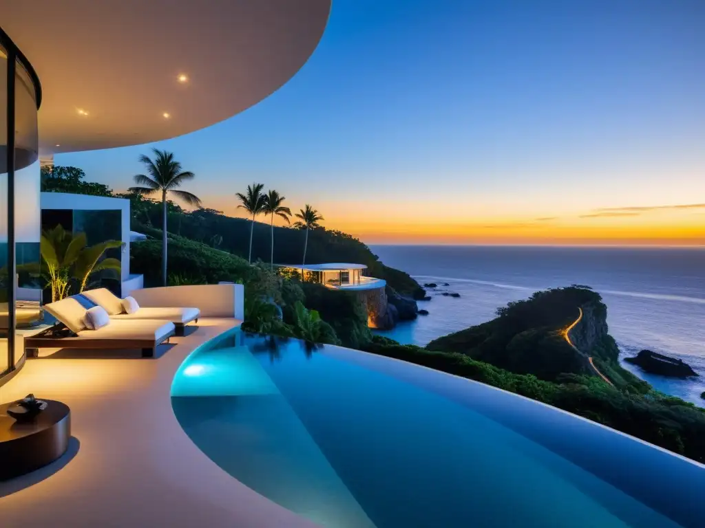 Residencia de lujo en acantilado con piscina infinita y vistas al mar Residencia fiscal y patrimonio en el mejor escenario: moderna mansión de lujo sobre el acantilado, con vistas al mar y diseño minimalista