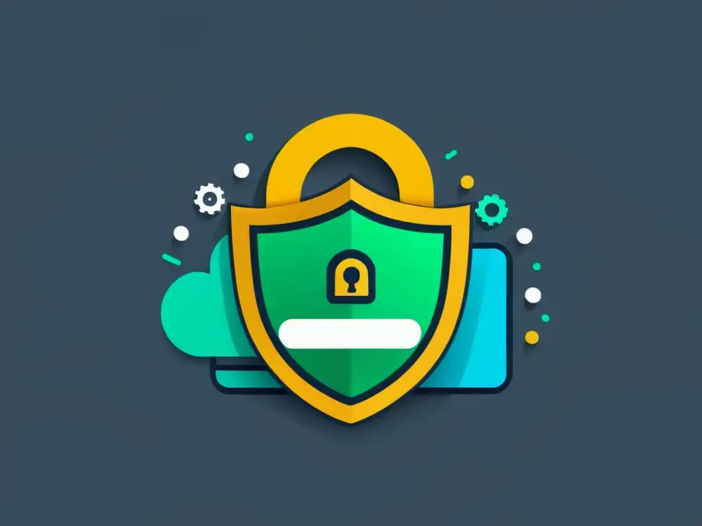 RGPD en Ecommerce: Protección de Datos y Seguridad Un sitio web moderno de ecommerce con icono de candado seguro y escudo de protección de datos, representando la importancia de la protección de datos en ecommerce