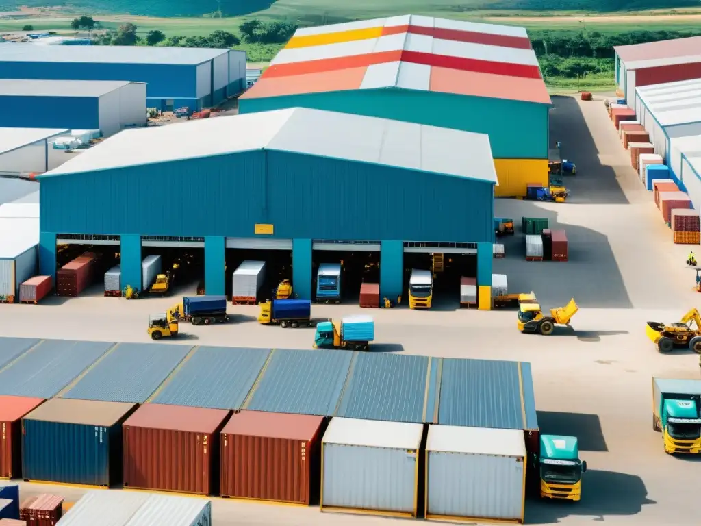 Zona Franca en Colombia: Productividad y Desarrollo Industrial Vibrante escena en zona franca colombiana, reflejando la productividad y el efecto zonas francas en la economía colombiana
