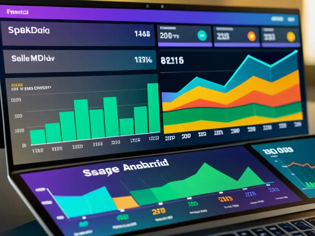 Panel de análisis financiero 8k: datos en tiempo real y gráficos vibrantes Vibrante panel financiero 8k con gráficos interactivos