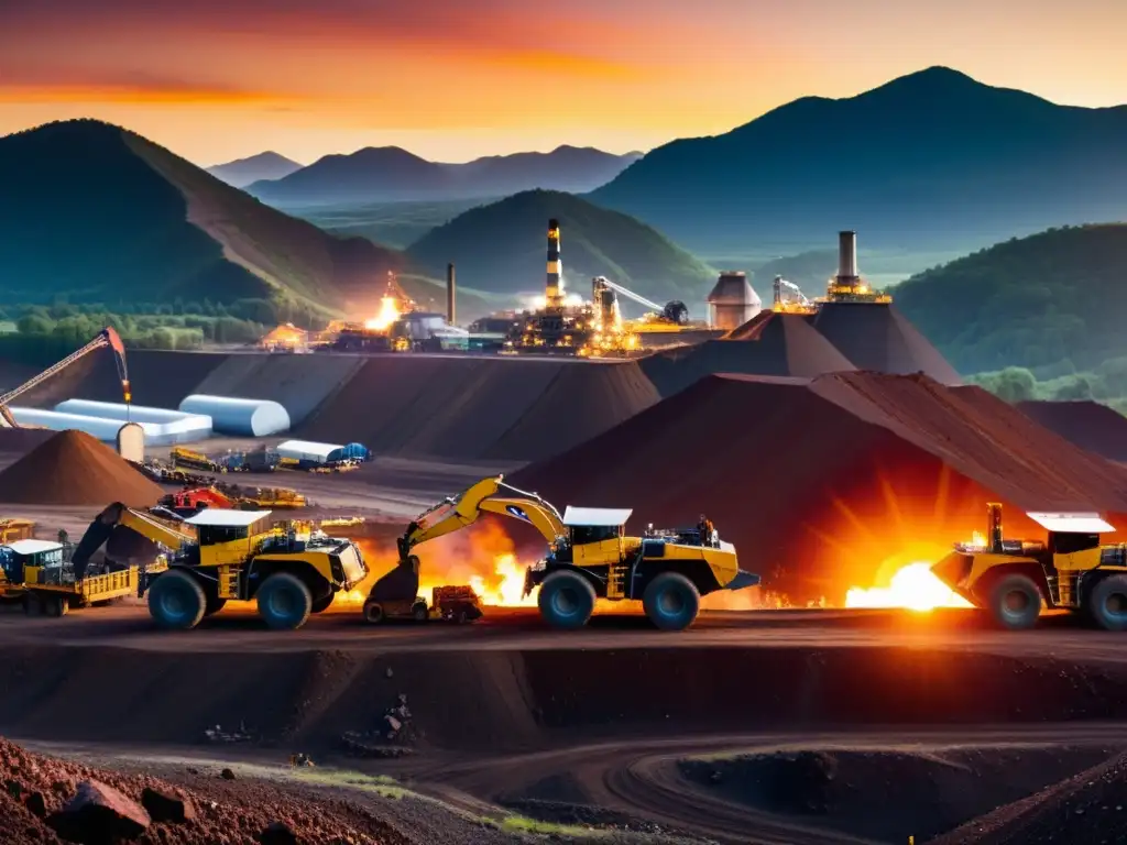 Industria minera en la montaña: un espectáculo de tecnología y naturaleza Vibrante sector extractivo en la naturaleza montañosa