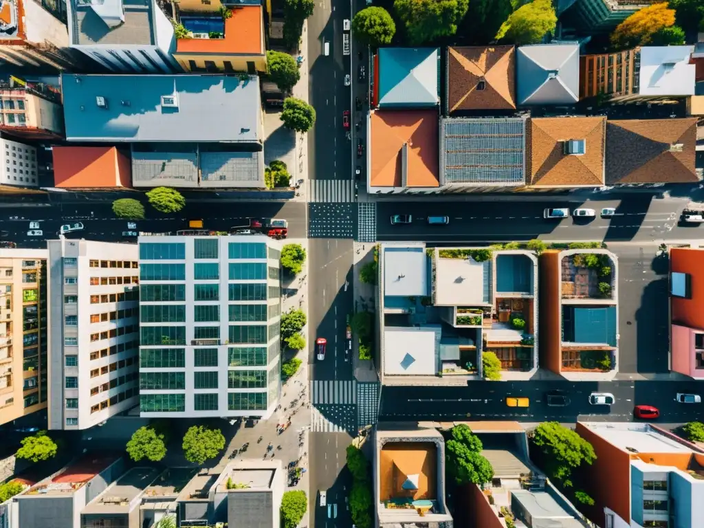 Vibrante Ciudad de México: Contraste de modernidad y tradición Vista aérea de la Ciudad de México con modernos rascacielos y arquitectura histórica