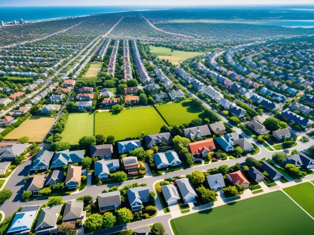 Panorámica urbana: diversidad arquitectónica y paisajes estatales Vista aérea de diversa gestión fiscal bienes raíces en distintos estados, desde vibrantes ciudades hasta serenas zonas rurales