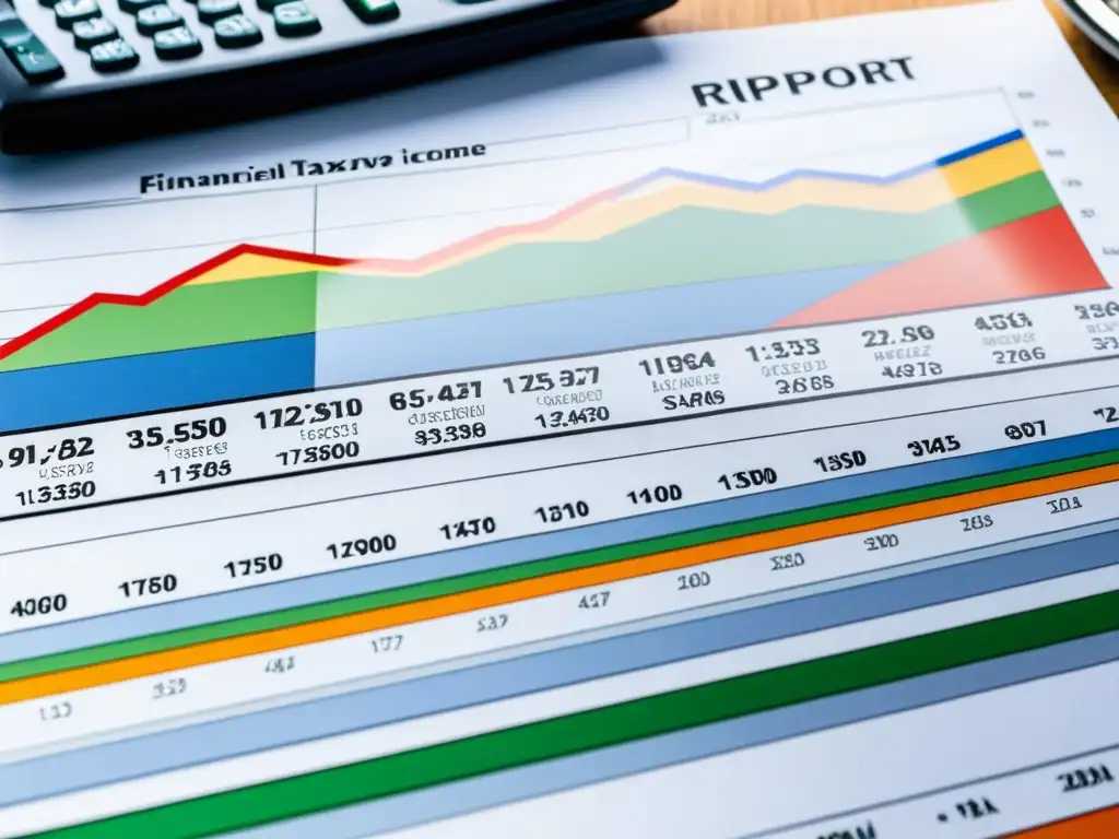 Análisis detallado de dividendos e impuestos Vista detallada de un informe financiero con gráficos y cálculos de dividendos e impuestos directos en la fiscalidad de dividendos