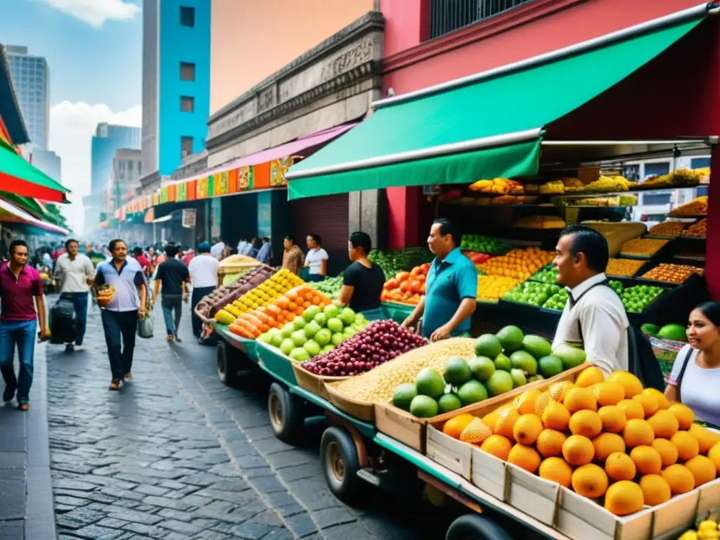 Vida urbana en México: diversidad y energía en la Ciudad de México Vista dinámica de la bulliciosa calle de la Ciudad de México, reflejando la equidad tributaria en México con su diversidad y energía urbana