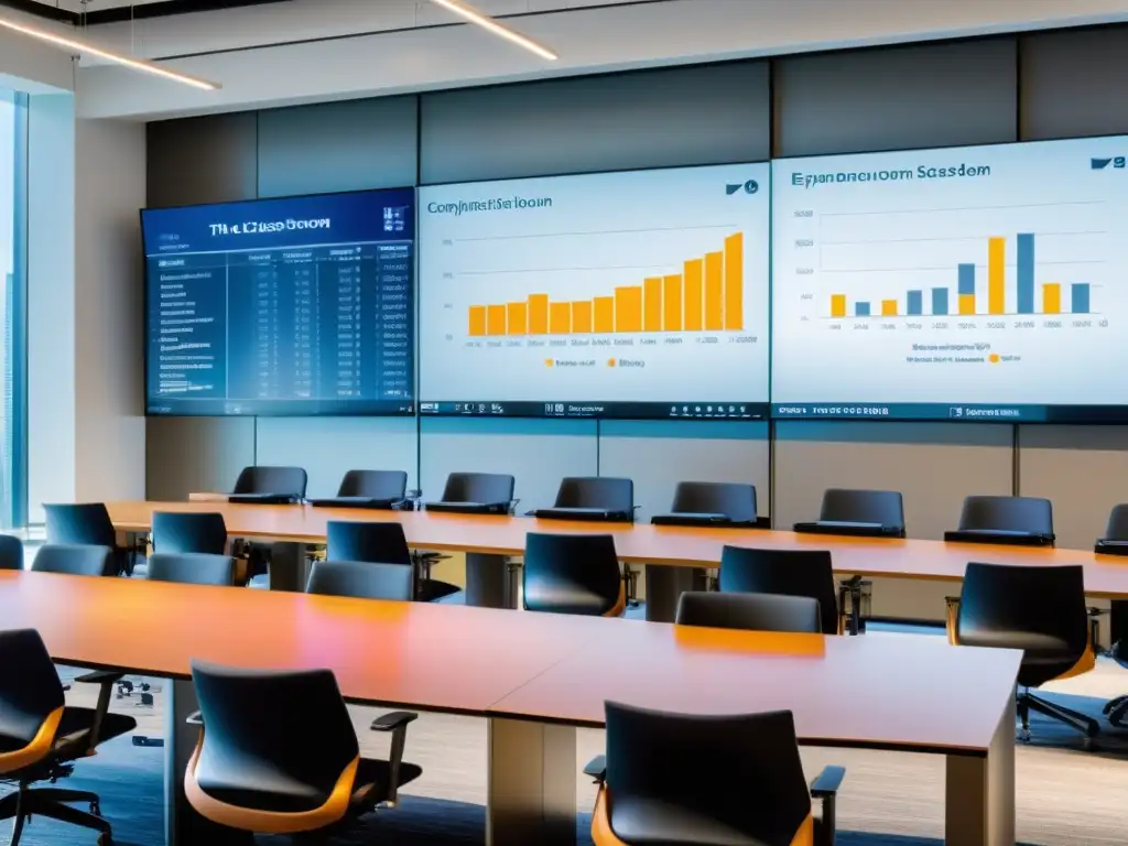 Clase de finanzas en la ciudad Vista panorámica de aula moderna con vista a la ciudad
