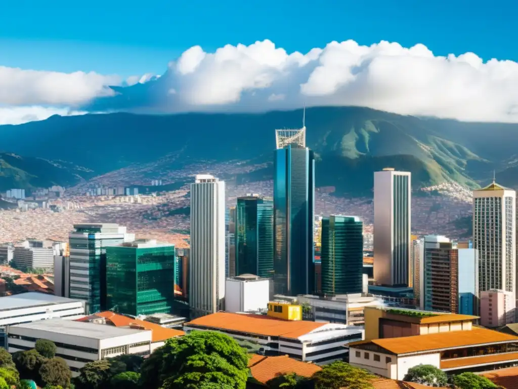 Panorama financiero moderno en Bogotá, Colombia Vista panorámica del bullicioso distrito financiero de Bogotá, Colombia, mostrando la vibrante vida económica del país