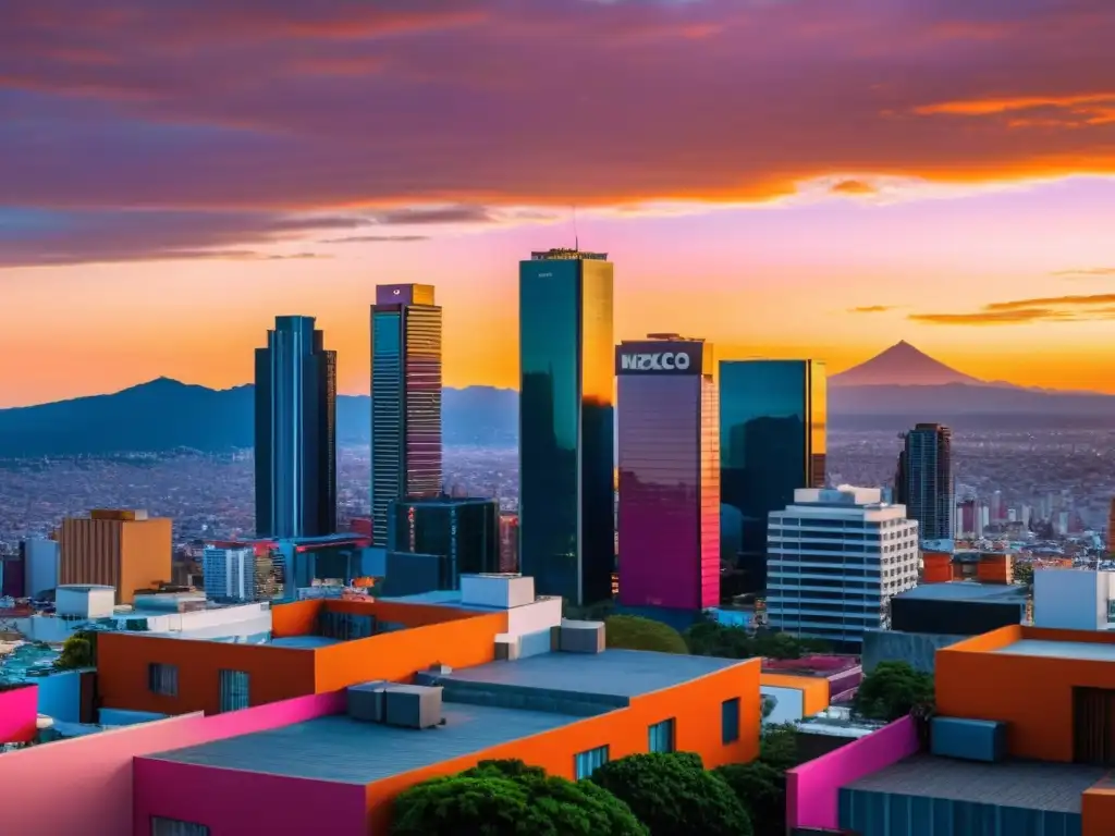 Espectacular atardecer en la Ciudad de México Vista panorámica de la Ciudad de México al atardecer, con estrategias fiscales para inversiones inteligentes