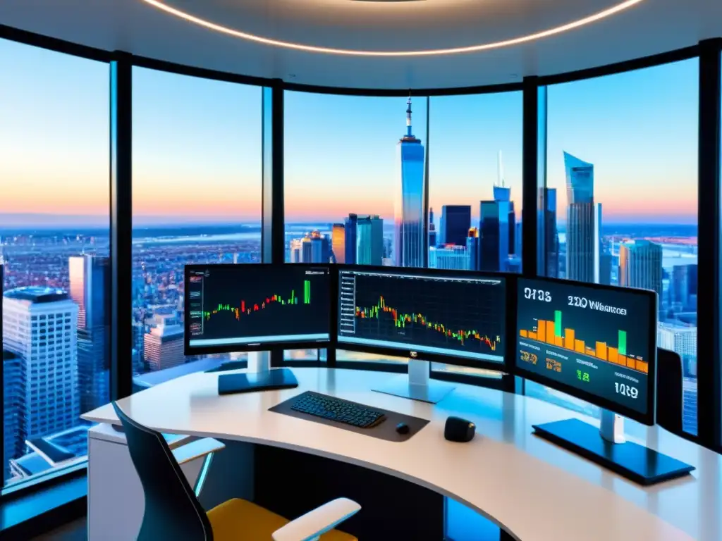 Soluciones de gestión tributaria para empresas modernas Vista panorámica de ciudad desde oficina moderna con software de gestión tributaria para PYMES